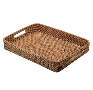 Premium Wooden <b>Tray</b> in <b>Warm</b> Honey Color with Rectangular Shape and Woven Design Perfect for Serving and Home Organization - Product Image 1