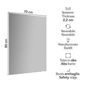 Espejo de Baño con Retroiluminación LED de 80x70 cm, Espejo LED Premium - Product Image 2