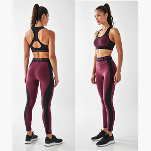 Ensemble personnalisé de yoga grande taille pour femmes d'automne tissu respirant élasthanne/polyester pleine longueur avec logo sur le devant motif High Street Stylish - Product Image 3