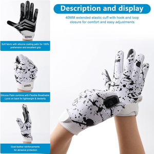 Guantes de Fútbol Americano de Silicona y Poliéster Antideslizantes de Alta Calidad, con Logotipo Personalizado, Agarre Superior, Los Mejores Guantes Deportivos - Product Image 2