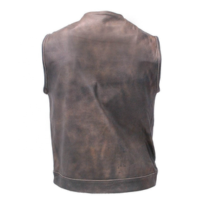 Gilet de motard en cuir ciré marron pour homme, respirant, course moto, fermeture à boutons et à glissière, haute qualité OEM - Product Image 6