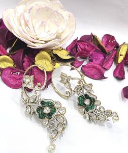 Bijoux ethniques de haute qualité, finition or, style traditionnel, pierres, boucles d'oreilles, collection de bijoux de mariage pour femmes et filles - Product Image 2