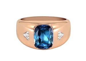 Anillo de Compromiso Clásico de Plata 925 con Topacio Azul de Londres, Corte Cojín Alargado, Anillo de Boda Elegante, Joyería para Fiesta, Regalo para Él - Product Image 6