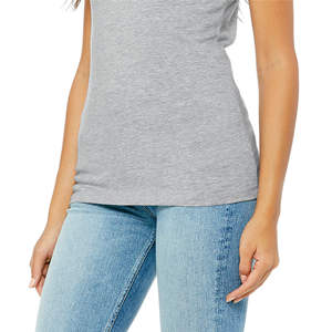 Airlume – t-shirt à manches courtes et col en v profond pour femme, en coton peigné et à anneaux, simple, 100% oz, 4.2 - Product Image 5