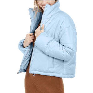 Piumino Corto Celebrity Junior Rosa Blu Impermeabile con Collo Alto e Decorazioni in Ecopelle Taglia Media in Poliestere - Product Image 1