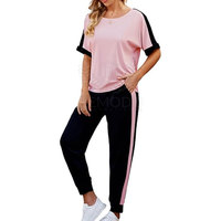 Ensemble de survêtement 2 pièces décontracté et tendance pour femme, en coton respirant et confortable, couleur et logo personnalisables