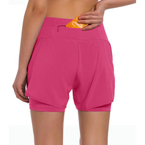 Pantalones cortos deportivos para correr para mujer, pantalones cortos deportivos antiexposición, pantalones de Yoga de cintura media, logotipo para entrenamiento, pantalones cortos para correr para mujer - Product Image 6