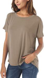 Camisetas básicas informales de verano para mujer, camisetas holgadas altas y bajas con patrón sólido, camiseta de manga corta de punto para mayoristas del mercado - Product Image 3