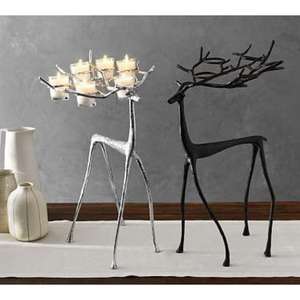 Modelos de renos de pie plateados y negros, vajilla de exhibición independiente, soporte de vela con escultura de Reno de Navidad - Product Image 1