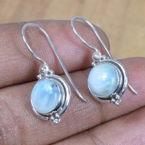 ต่างหู925พลอยลาริมาร์สไตล์โบฮีเมียนต่างหูแบบห้อยสำหรับงานแต่งงานของเด็กผู้หญิง - Product Image 2