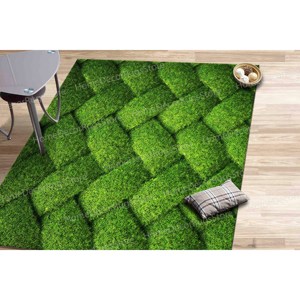 Tapis en velours de luxe imprimé motif herbe verte : Tendance, floral, personnalisé, adapté aux animaux domestiques - Product Image 2