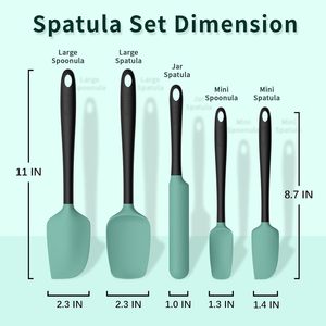 <b>Silicone</b> <b>Spatula</b> Set of 5,High Temperature Resistant, Food Grade <b>Silicone</b>, Dishwasher Safe, for Baking, Cooking (Aqua Green) - Product Image 2