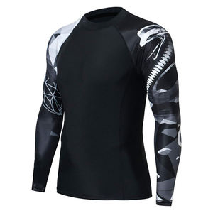 Manches longues hommes Rash guard Compression à séchage rapide BJJ Rush Guard pour l'entraînement Sports Gym Fighting Wear rash guard - Product Image 6