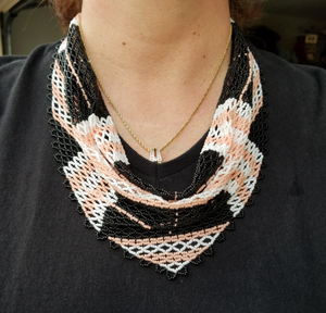 Beautifully Handmade Plaid Beaded Netted <b>Scarf</b> Pattern High Quality Unique Western Beaded <b>Scarf</b> Necklace, Fringe Beaded Bandana - Product Image 2