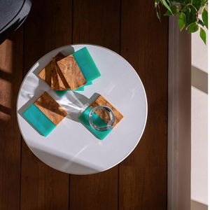 Sous-verres en résine époxy, qualité durable, design unique, isolation thermique, fabrication artisanale, élégant, carré, bois d'olivier, par saniya handicraft - Product Image 6