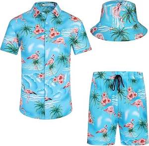 Nuevo Conjunto de Dos Piezas de Moda para Hombre, Talla Grande, Verano, Transpirable, Tejido de Punto, Poliéster/Algodón, Estilo Digital, Traje Informal, Pantalones de Playa, Camiseta - Product Image 1