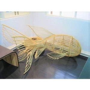 Application d'art de collection pour le lustre tissé léger suspendu de plafond en osier naturel de tissage fait à la main - Product Image 6