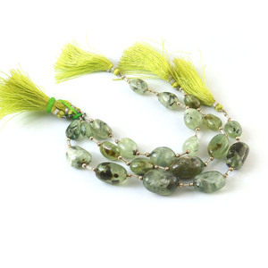 Perles lisses de préhnite naturelle, 11x13mm à 17x21mm, perles de pierre précieuse préhnite verte, brin de 8 pouces, fabrication de bijoux, vente en gros - Product Image 3