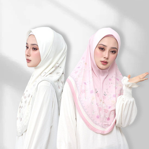 Nouveaux foulards élégants pour femmes, style arabe du Ramadan, <span class=keywords><strong>bonnet</strong></span>, bandana, imprimé floral, strass, coton, hijab musulman, turban, chapeau - Product Image 6