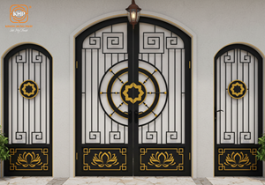 Portes en fer forgé de luxe KHP, double entrée, galvanisées, étanches, antivol, en acier durable, fabriquées au Vietnam. - Product Image 5