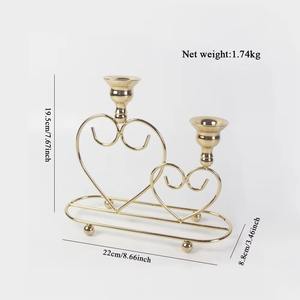 Elegante Portavelas de Corazón de Metal Dorado, Perfecto para Decoración de Mesa, Ambiente Romántico y Celebración, de la India - Product Image 3