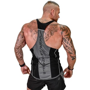 Malla de algodón al por mayor entrenamiento correr Fitness Top ropa deportiva camisa Stringer personalizado gimnasio chaleco camiseta entrenamiento camisetas sin mangas para hombres - Product Image 2