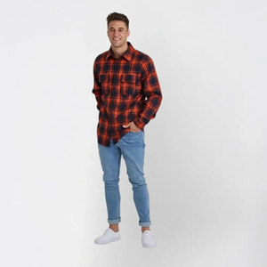 Chemises décontractées boutonnées à manches longues pour hommes, design ample, imprimé flanelle, en polyester/coton tricoté respirant, style urbain - Product Image 2