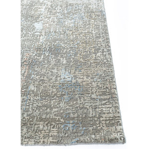 Tapis noué à la main en laine et soie de bambou à motifs abstraits Uvenuti gris et noir - pour usage domestique - Product Image 4
