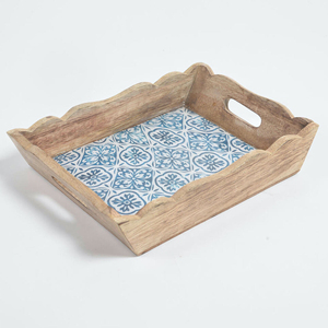 Bandeja de servicio impresa personalizada de lujo de madera maciza con diseño elegante para el hogar del hotel o restaurante - Product Image 5