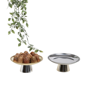 Plato para Servir de Acero Inoxidable Pulido Martillado en Color Dorado y Plateado, Diseño Árabe Moderno y Ecológico para Postres de Ramadán - Product Image 6