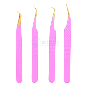 Ensemble de pinces à épiler pointues roses de qualité supérieure avec embouts en acier inoxydable anti-magnétiques pour les cils, dans un étui compact, vente en gros - Product Image 3