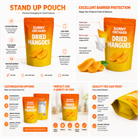 Levendige oranje Mylar zakjes voor kaas-puffjes en knapperige snacks, hersluitbaar met ritssluiting