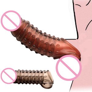 Penis hülle Flüssige Silikon verzögerung Ejakulation Männlicher Schwanz Realistische Dildo kondome Wieder verwendbare Penis verlängerung hülse mit Spikes - Product Image 1