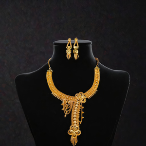 Buy Necklace Earrings <b>Set</b> with 22K Gold Plated Unique Designed <b>Women</b> Wear Necklace Earrings <b>Set</b> <b>Jewelry</b> - Product Image 3