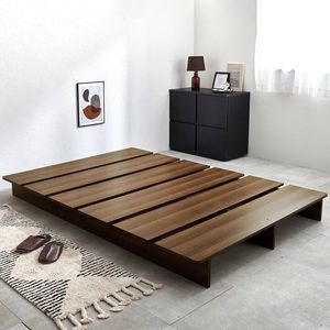 Modern Wooden Platform <b>Bed</b> <b>Frame</b> Solid Wood Bedstead Floor <b>Bed</b> for Bedroom Hotel Apartment - Product Image 1