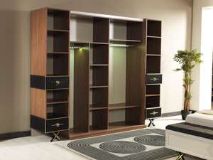 Wezir Wedding 2026 Modelo Juego de dormitorio King Queen Size Cama con espejo Armario de madera Cabecero iluminado Muebles para el hogar Precios de fábrica - Product Image 2