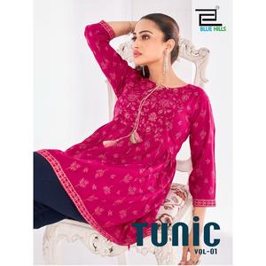 Nuevo Catálogo de Ropa de Rayón de Diseñadores Indios y Pakistaníes, Conjunto de Vestido Corto Étnico Pesado para Mujer, Túnica Kurti - Product Image 1