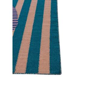 Alfombra de Lana Tejida Plana Azul Checker ADWL-13220, Alfombra Rectangular de Algodón Orgánico y Yute Hecha a Mano para Uso Doméstico, 9x12, para Pasillo - Product Image 4