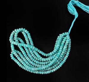 Cuentas de amazonita lisas Rondelle Cuentas de amazonita de 6-8mm Cuentas de amazonita Rondelle de hebra completa de 8 pulgadas - Product Image 2