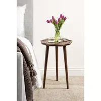 Table d'affichage en bois de style floral pieds de trépied Base Table d'appoint de chambre Table en bois durable écologique pour le thé et le café