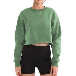 Sudadera de gimnasio de cuello redondo de gran tamaño con dobladillo elástico en relieve ligero para mujer con logotipo personalizado hecha en Pakistán - Product Image 1