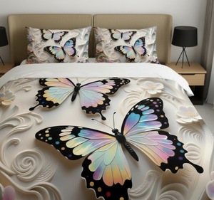 Ensemble de taies d'oreiller en coton de luxe 3D avec motif de papillon en relief, taille king, 2 pièces, douces, pliées, 600TC, housses de coussin décoratives - Product Image 3