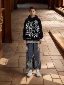 Strass Graphique Hoodies Y2k Full Zip Up Veste Hommes Gothique Surdimensionné Esthétique À Capuche Vêtements Casual Sweat - Product Image 3