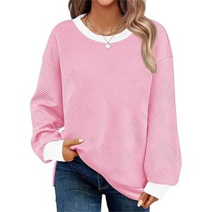 Sudaderas de mujer de talla grande a la moda, sudadera cómoda de algodón transpirable con cuello redondo y Media manga - Product Image 1