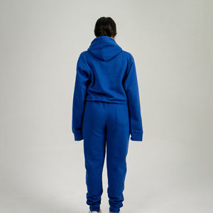 Conjunto de chándal de algodón con logotipo personalizado para mujer, Sudadera corta de 2 piezas y joggers, ropa de descanso elegante, chándal, ropa de calle transpirable - Product Image 6