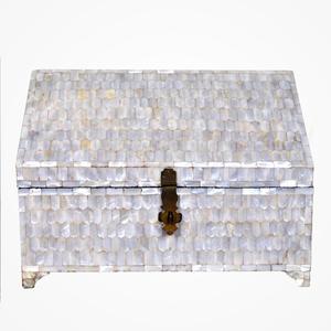 Boîte à bijoux artisanale en nacre blanche, capacité personnalisable, finition polie, modèle TC-699 - Product Image 1