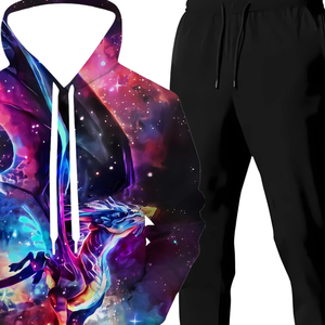 Ensemble de survêtement pour homme Dragon Sublimation, sweat à capuche et pantalon Galaxy, imprimé artistique élégant, vêtements de sport complets, tenue de jogging confortable - Product Image 5