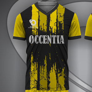 Conjunto de Uniforme de Fútbol Personalizado en Negro, Naranja y Azul Marino, Transpirable, Ligero, 100% Poliéster, Incluye Camiseta y Pantalones Cortos - Product Image 1