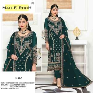 Costume Salwar en velours de style exclusif avec matériau de broderie lourd et combinaison de couleurs vives pour les amoureux de la mode élégante pour femme - Product Image 4