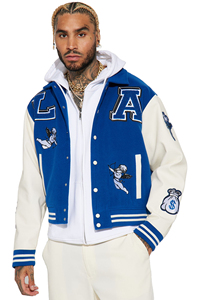 2024 Logo personnalisé manches en cuir broderie noir collège Baseball hommes veste Letterman bleu clair université veste Service OEM - Product Image 2
